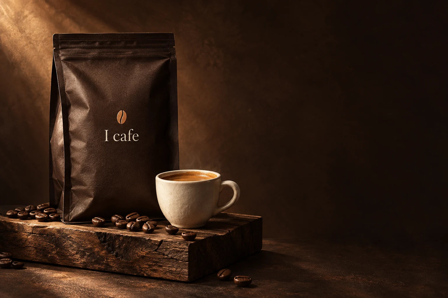هوية I cafe للقهوة مع فنجان إسبريسو